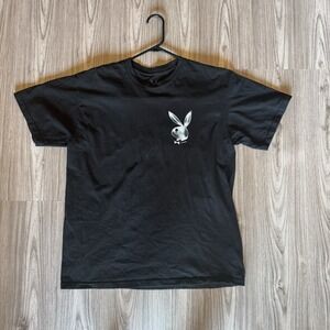Playboy Men's Short‎ Sleeve T-shirt Size Large Bunny Logo On Front Double Sided